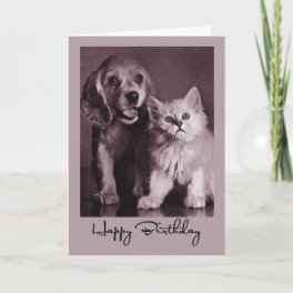 Dog and Cat Birthday Card