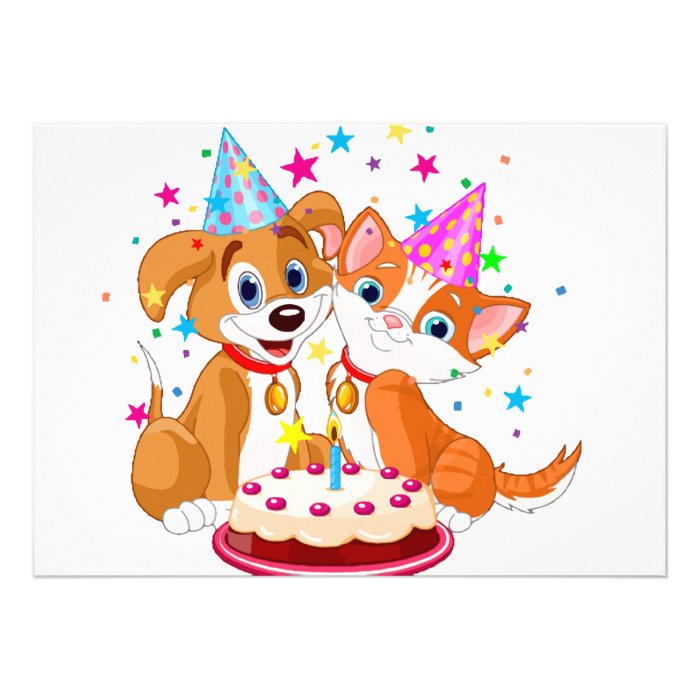 Dog and Cat Birthday Celebration Personalized Invitation