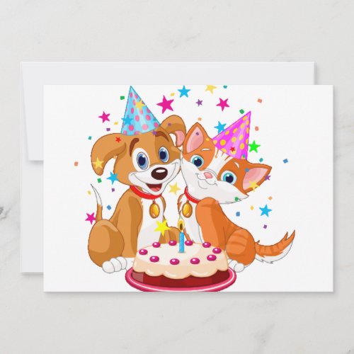Dog and Cat Birthday Celebration Personalized Invitation