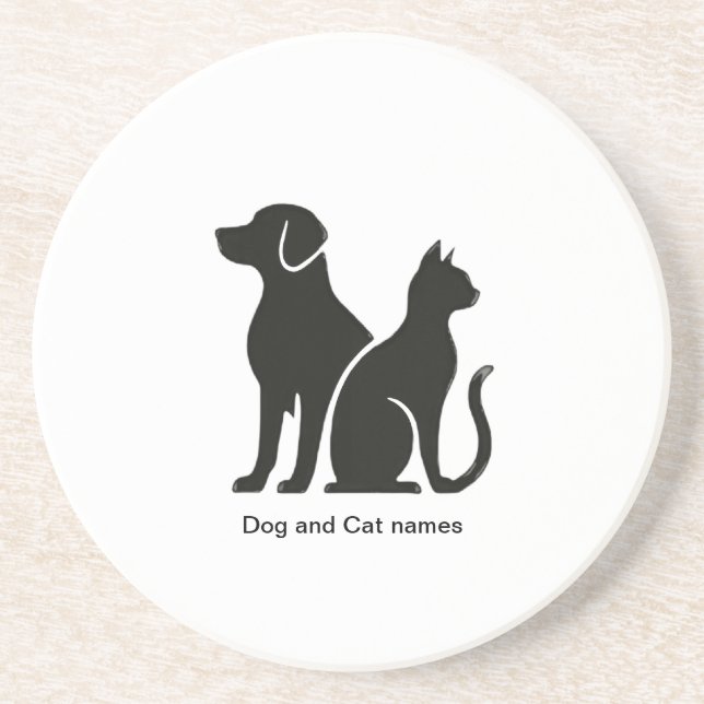 Dog and Cat boho design Coaster (Front)