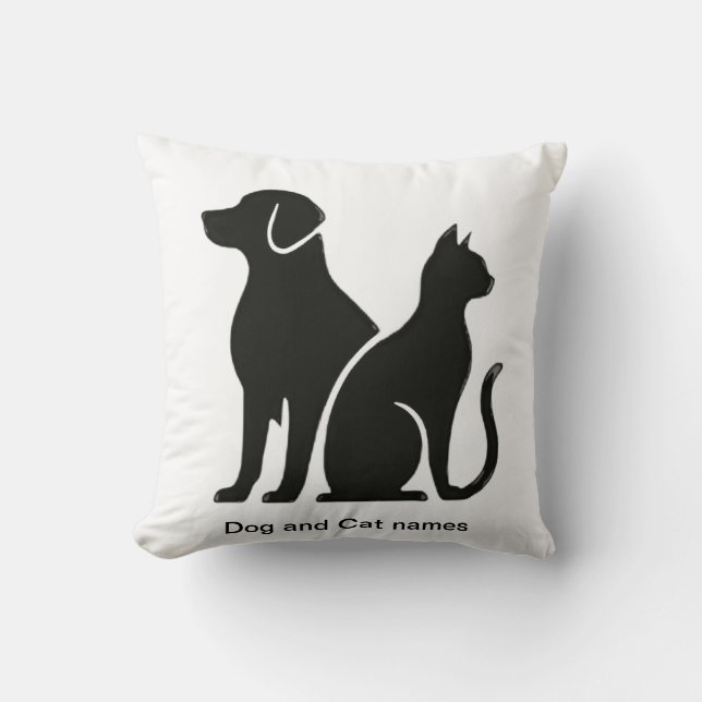 Dog and Cat boho design Throw Pillow (Front)