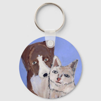 dog and cat by eric ginsburg keychain