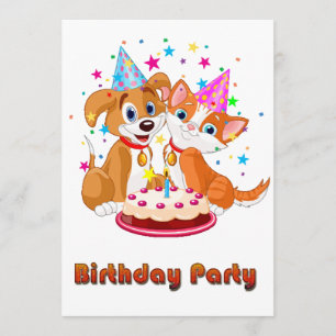 Dog and Cat Celebration Birthday Invitation