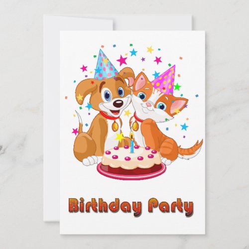 Dog and Cat Celebration Birthday Invitation