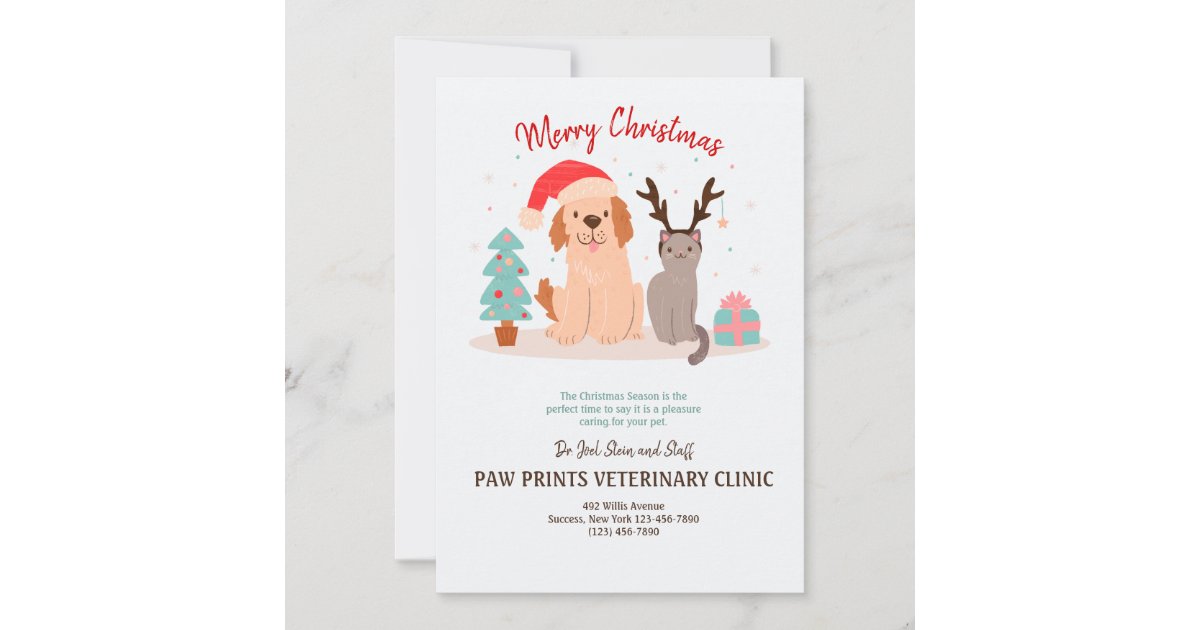 Dog and Cat Christmas Card | Zazzle