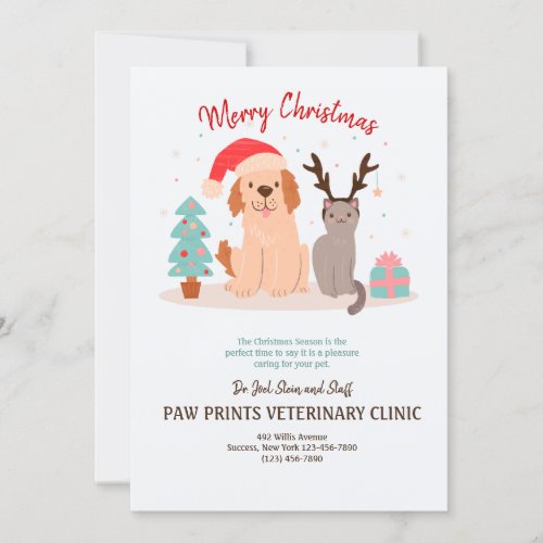 Dog and Cat Christmas Card