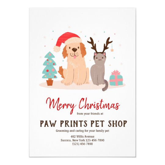 Dog and Cat Christmas Card