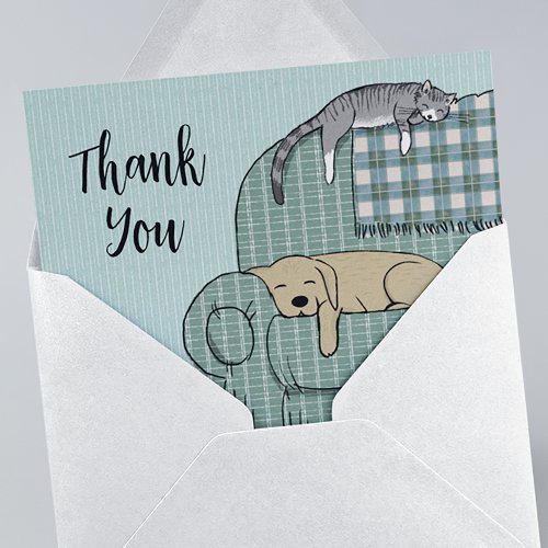 Dog and Cat Cute Pets Thank You Card