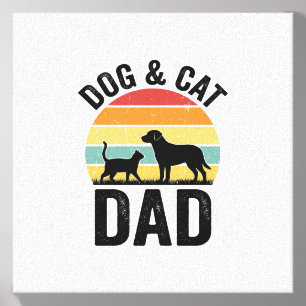 Dog and Cat Dad Vintage Pet Lover Shirt Design_1 Canvas Photo Tile