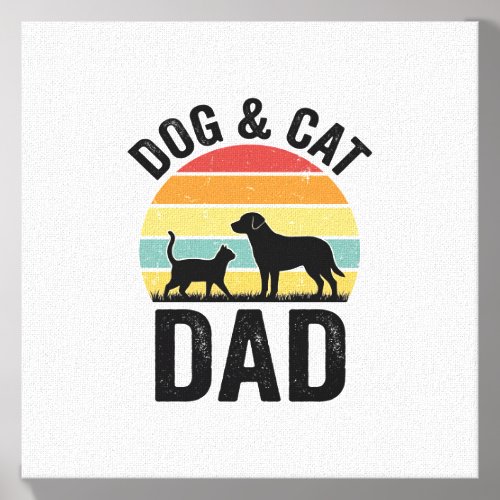 Dog and Cat Dad Vintage Pet Lover Shirt Design_1 Canvas Photo Tile