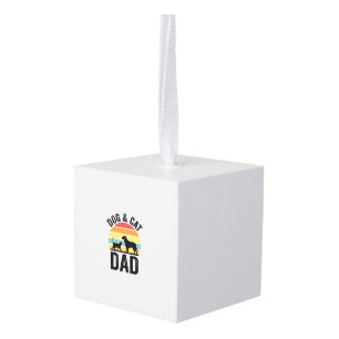 Dog and Cat Dad Vintage Pet Lover Shirt Design_1 Cube Ornament