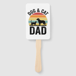 Dog and Cat Dad Vintage Pet Lover Shirt Design_1 Hand Fan