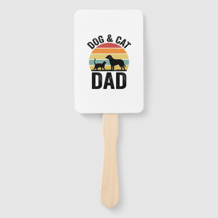 Dog and Cat Dad Vintage Pet Lover Shirt Design_1 Hand Fan