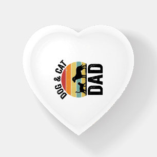 Dog and Cat Dad Vintage Pet Lover Shirt Design_1 Paperweight