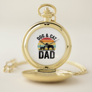 Dog and Cat Dad Vintage Pet Lover Shirt Design_1 Pocket Watch