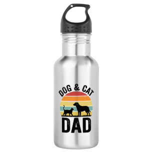 Dog and Cat Dad Vintage Pet Lover Shirt Design_1 Stainless Steel Water Bottle
