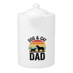 Dog and Cat Dad Vintage Pet Lover Shirt Design_1 Teapot