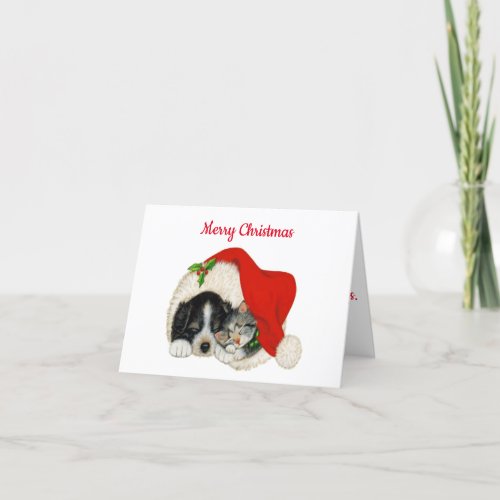 Dog and Cat Folded Holiday Card