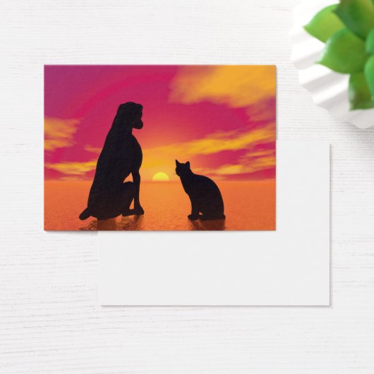 Dog and cat friendship at sunset (Desk)