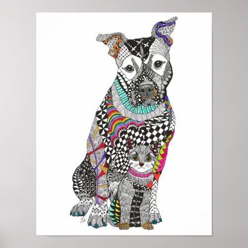 Dog and Cat Guardian Angel Poster _  11x14