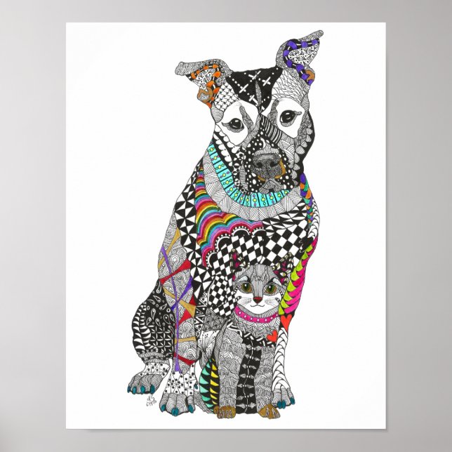 Dog and Cat Guardian Angel Poster -  11"x14" (Front)