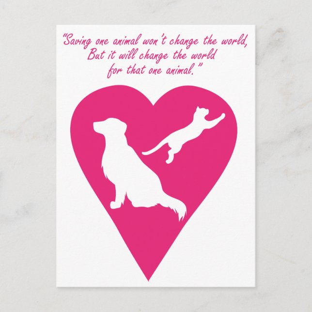 Dog and Cat Heart Postcard (Front)