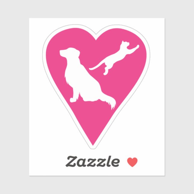 Dog and Cat Heart Sticker (Sheet)
