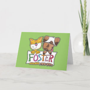 Dog and Cat Hold FOSTER Banner Letterpress Thank You Card