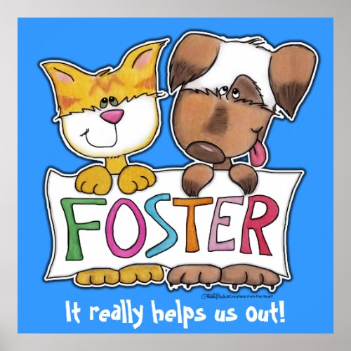 Dog and Cat Hold FOSTER Banner Poster