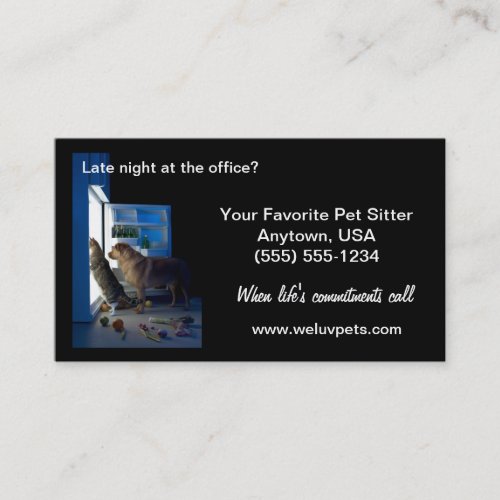 Dog And Cat Home Alone Midnight Pet Sitter Business Card