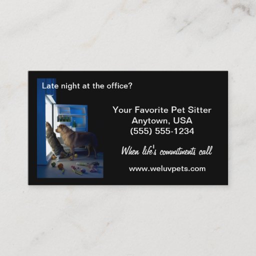 Customizable Pet Sitter Business Cards Dog &amp; Cat Home Alone