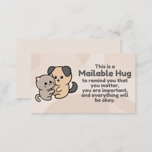 Dog and Cat Hugging Mailable Hug Insert Cards