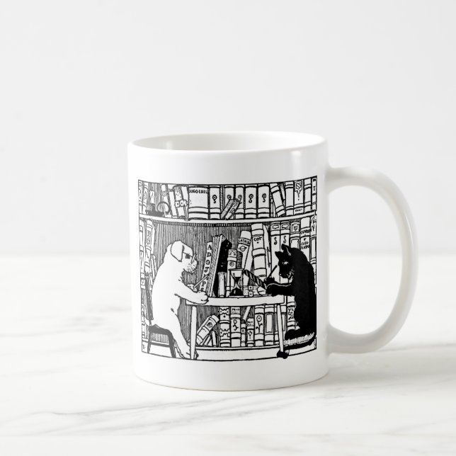 Dog and Cat in the Library Coffee Mug (Right)