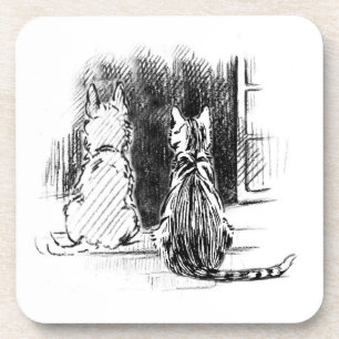 Dog and Cat Looking Out Window, Pet Sympathy Coaster