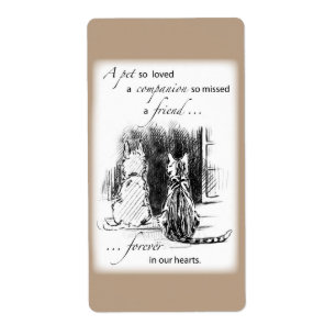 Dog and Cat Looking Out Window, Pet Sympathy Label