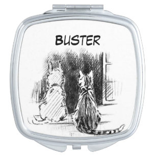 Dog and Cat Looking Out Window, Pet Sympathy Makeup Mirror