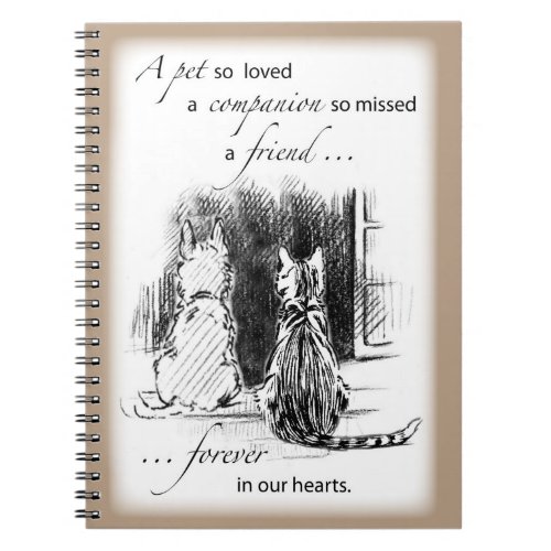 Dog and Cat Looking Out Window Pet Sympathy Notebook