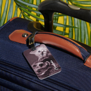 Dog and Cat, Looking Up Personalized Luggage Tag