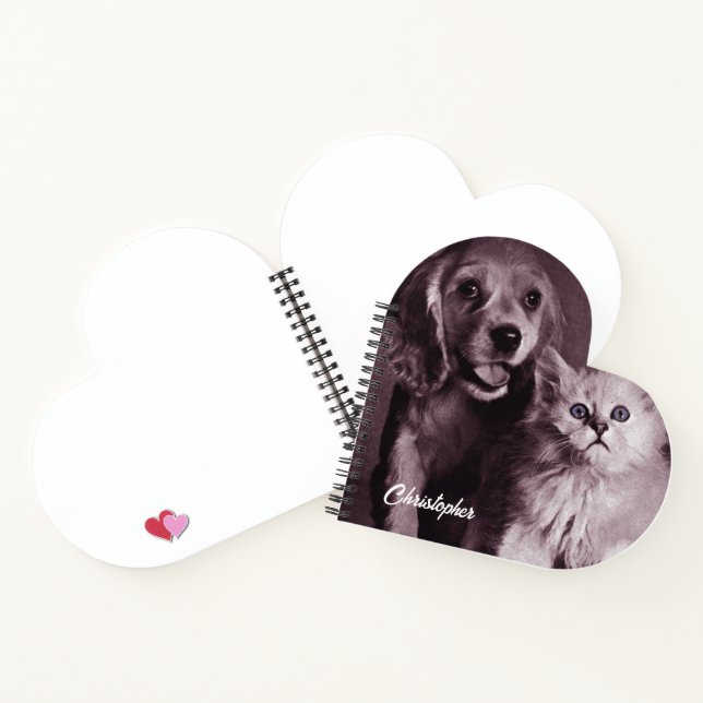 Dog and Cat, Looking Up Personalized Notebook (Inside)