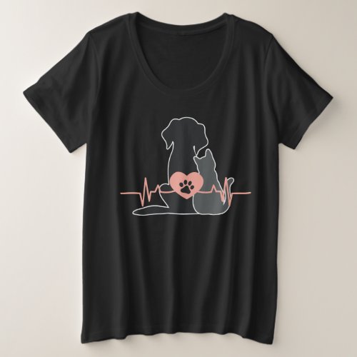 Dog and Cat Love Plus Size T_Shirt