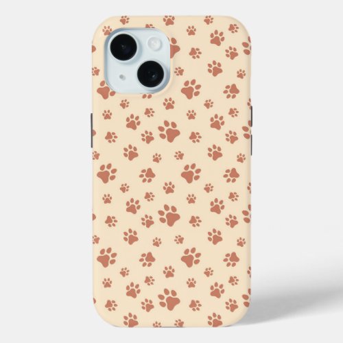 Dog and Cat Paw Pattern iPhone 15 Case