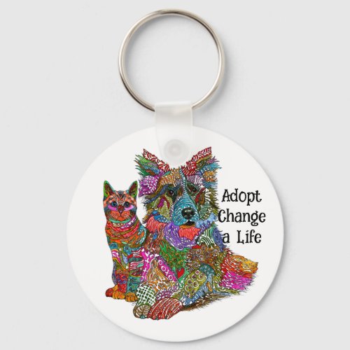Dog and Cat Pet Adoption Keychain