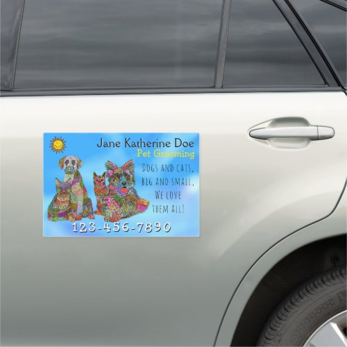 Dog and Cat Pet Groomer Car Magnet