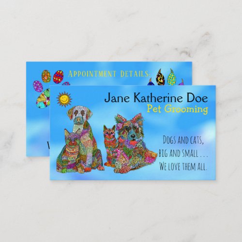 Dog and Cat Pet Grooming Business Cards