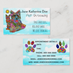 Dog and Cat Pet Grooming Business Cards