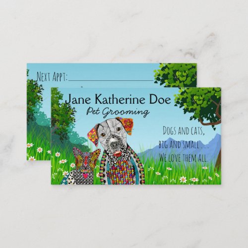 Dog and Cat Pet Grooming Business Cards