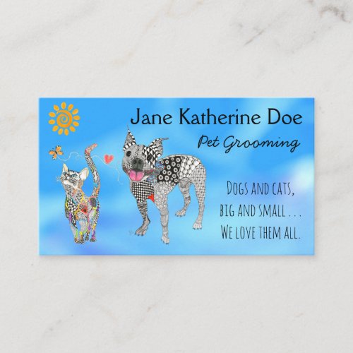 Dog and Cat Pet Grooming Business Cards