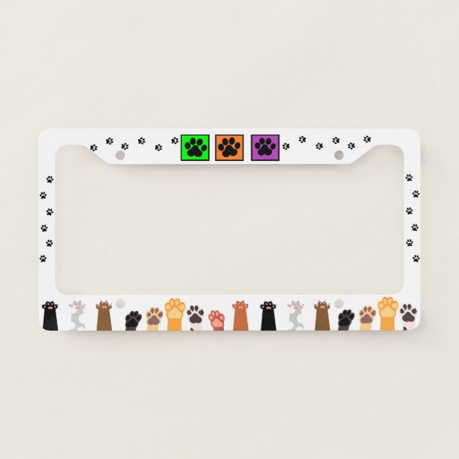 Dog and Cat Pet Paw License Plate Frame (Front)