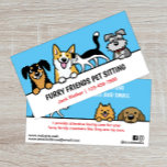 Dog and Cat Pet Sitting Cute Animal Care Funny  Business Card<br><div class="desc">An original cartoon style business card for your pet care business! This colorful design features cute dogs and cats with more drawings on the back and space to easily personalize with your information. Adorable Corgi, funny longhaired Dachshund, lovable tuxedo cat, Schnauzer, Pomeranian and chocolate Lab drawings. Perfect for dog walkers,...</div>