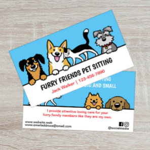 Dog and Cat Pet Sitting Cute Animal Care Funny  Business Card